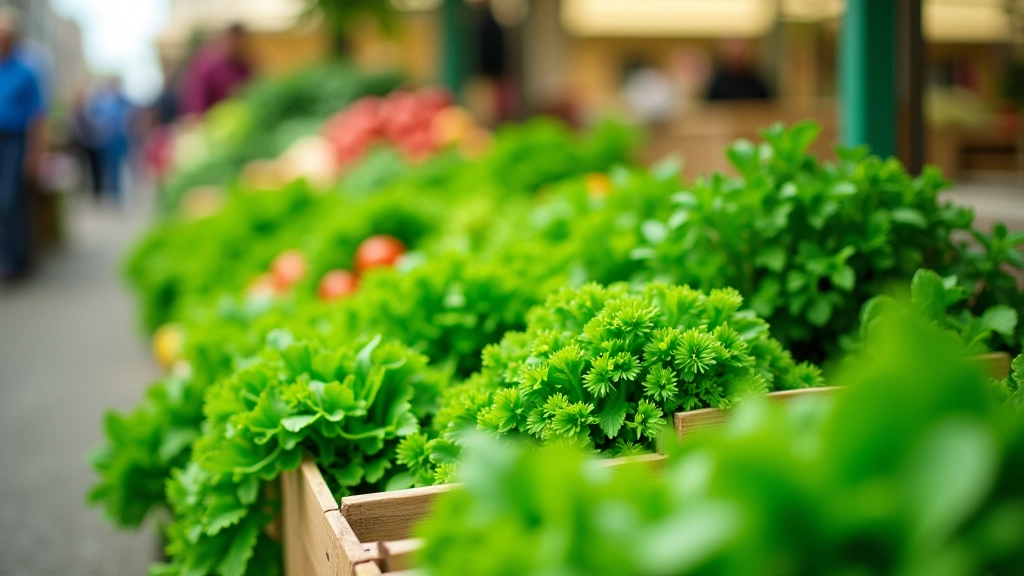 Šviežios žalios salotos ir pavasarinės žolelės farmų turguose